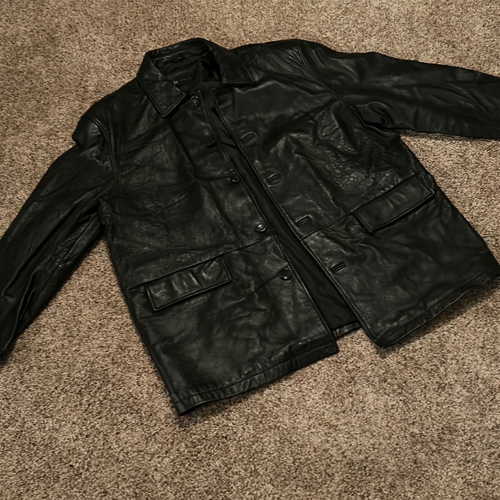 Black leather jacket xxl